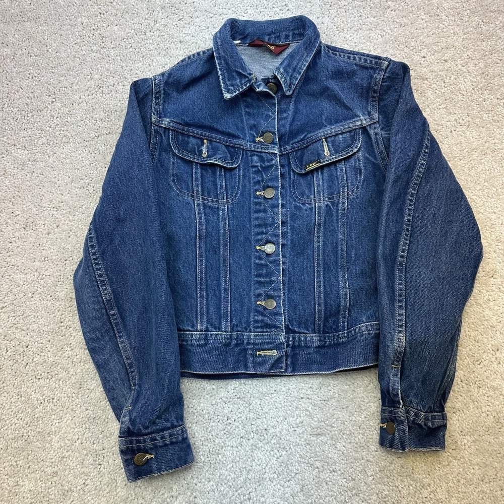 Vintage Lee Denim Jacket Blue Jean Trucker Western Style Made in USA Size 7/8